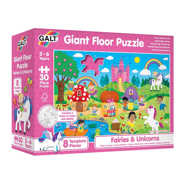 Velké podlahové puzzle - Víly a jednorožci