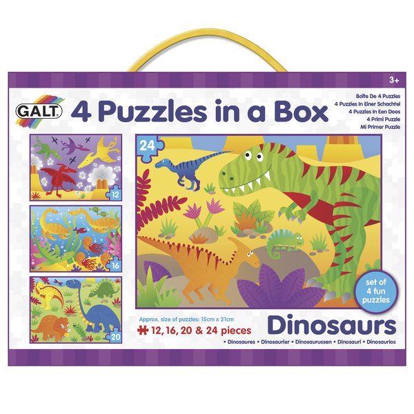 4 Puzzle v krabici - Dinosauři