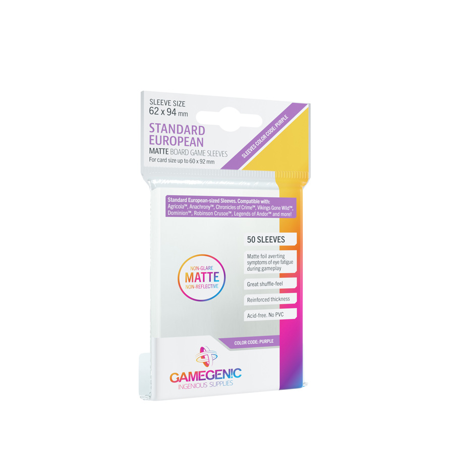 Gamegenic: Boardgames Sleeves MATTE Standard European 62x94 mm GGS10064ML